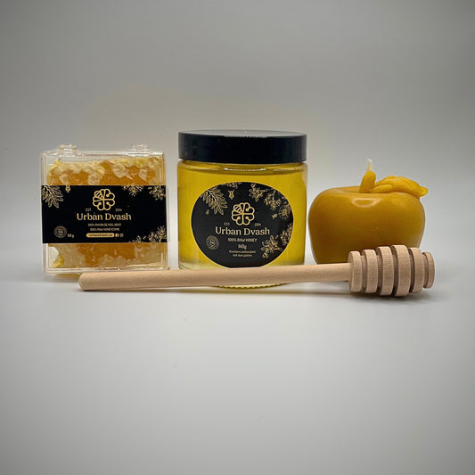 100% Beeswax Apple Candle & honeycomb Gift Package