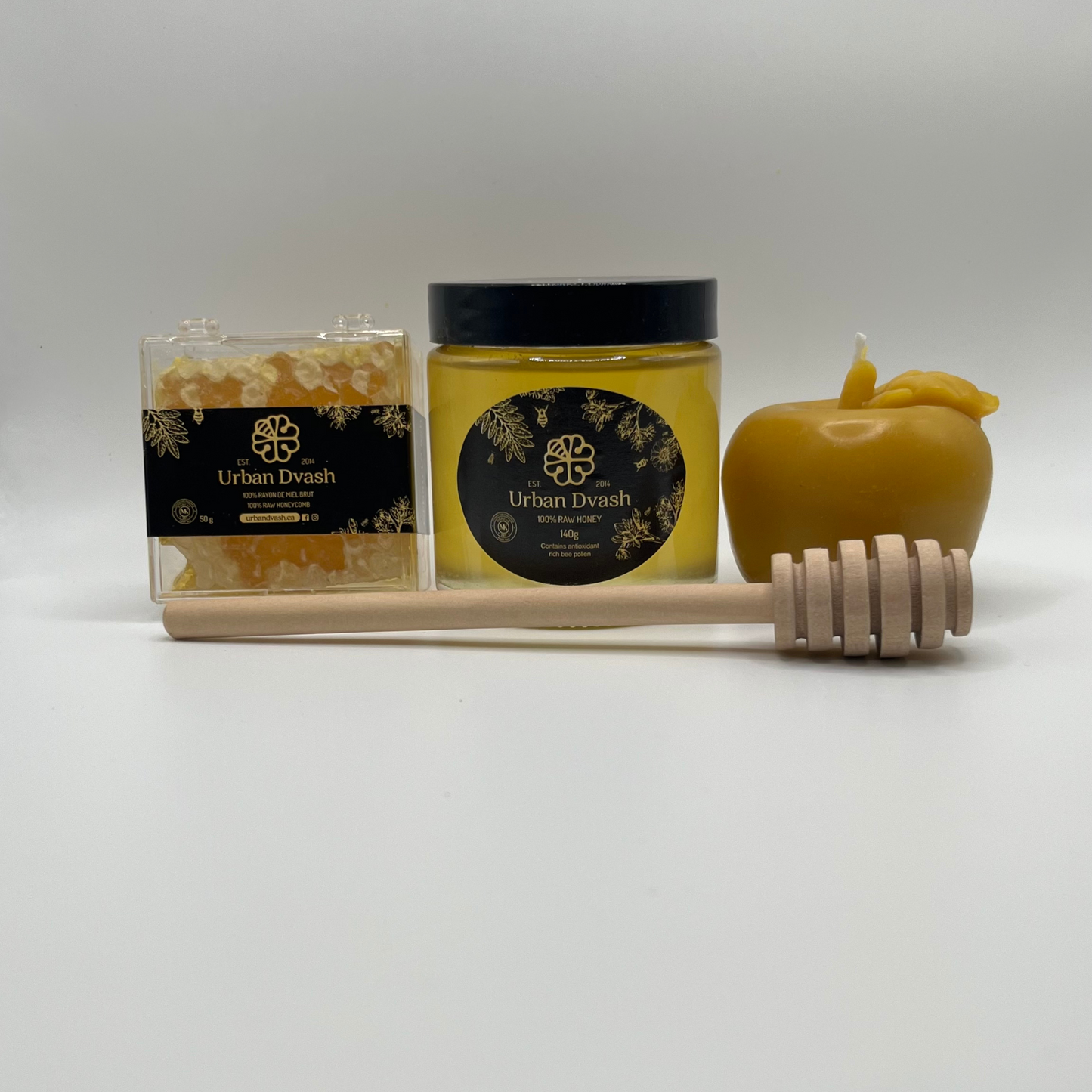 100% Beeswax Apple Candle & honeycomb Gift Package